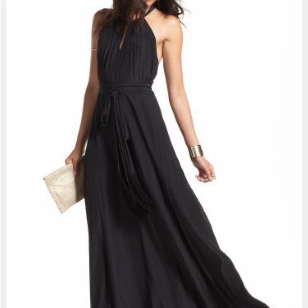 Black calypso silk halter down. Open back xs